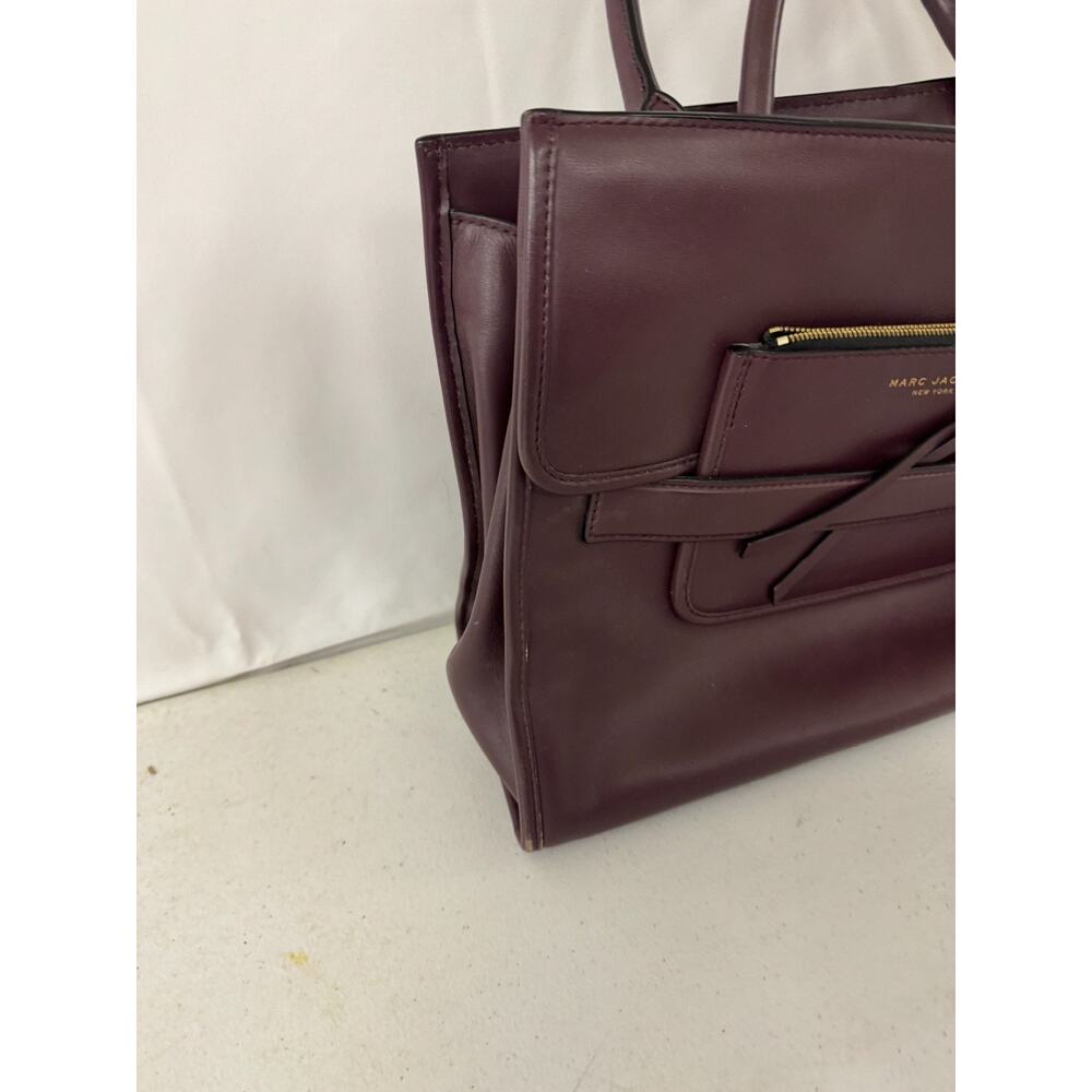 Marc Jacobs Burgundy Leather Madison North South Tote Hand Bag - Picture 6 of 13